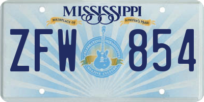 MS license plate ZFW854