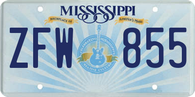 MS license plate ZFW855