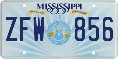 MS license plate ZFW856
