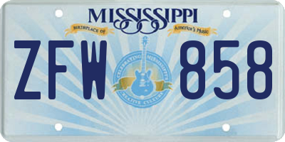 MS license plate ZFW858
