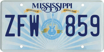 MS license plate ZFW859