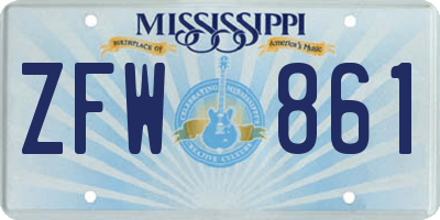 MS license plate ZFW861