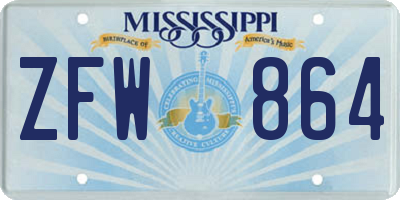 MS license plate ZFW864