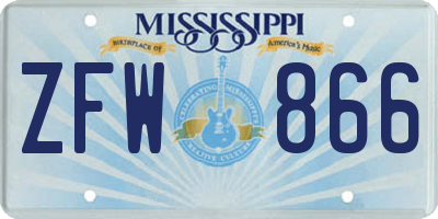 MS license plate ZFW866