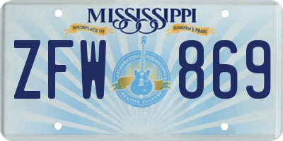 MS license plate ZFW869