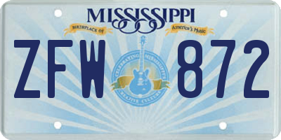 MS license plate ZFW872