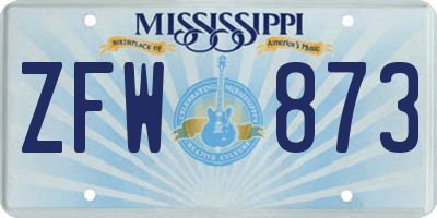 MS license plate ZFW873
