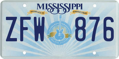 MS license plate ZFW876