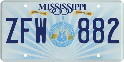 MS license plate ZFW882