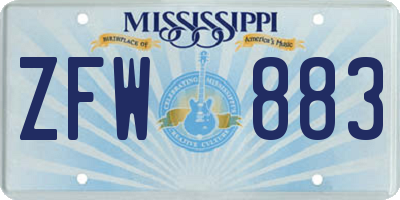 MS license plate ZFW883