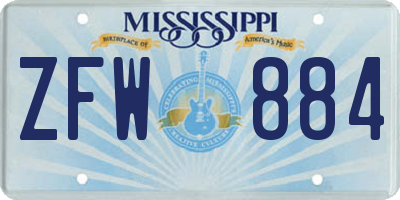 MS license plate ZFW884