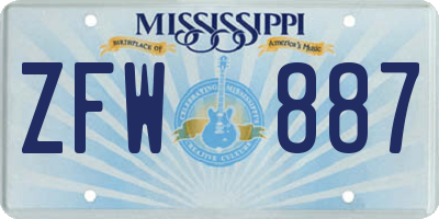 MS license plate ZFW887