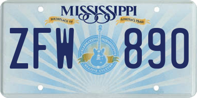 MS license plate ZFW890