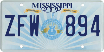 MS license plate ZFW894