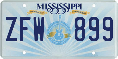 MS license plate ZFW899