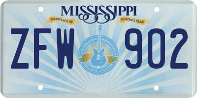 MS license plate ZFW902