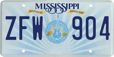 MS license plate ZFW904
