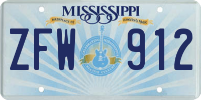 MS license plate ZFW912