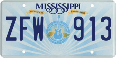 MS license plate ZFW913