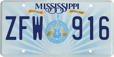 MS license plate ZFW916