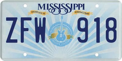 MS license plate ZFW918