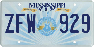 MS license plate ZFW929
