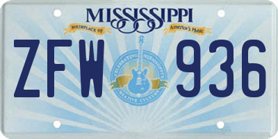 MS license plate ZFW936