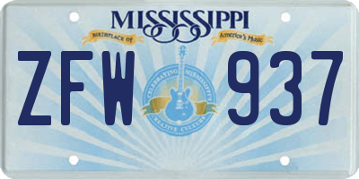 MS license plate ZFW937