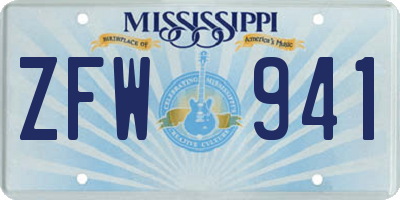 MS license plate ZFW941