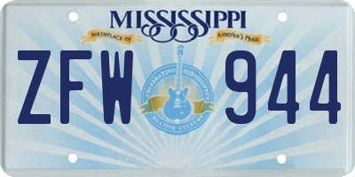 MS license plate ZFW944