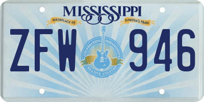 MS license plate ZFW946
