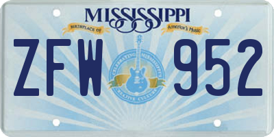 MS license plate ZFW952