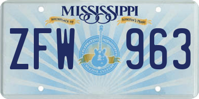 MS license plate ZFW963
