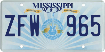 MS license plate ZFW965