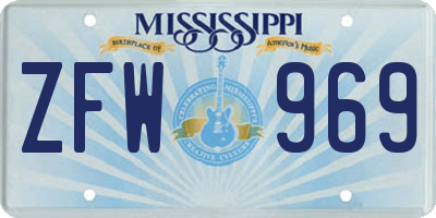 MS license plate ZFW969