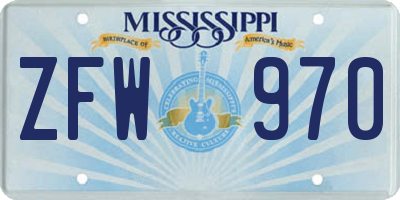 MS license plate ZFW970