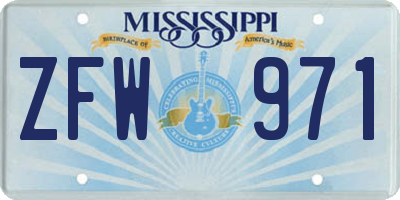 MS license plate ZFW971