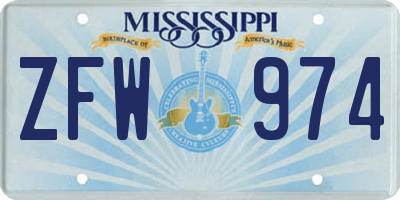 MS license plate ZFW974