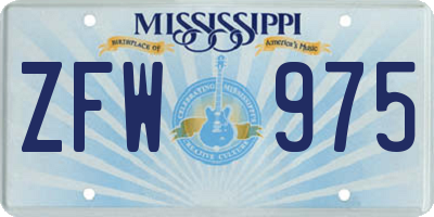 MS license plate ZFW975