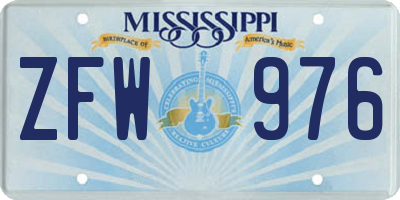 MS license plate ZFW976