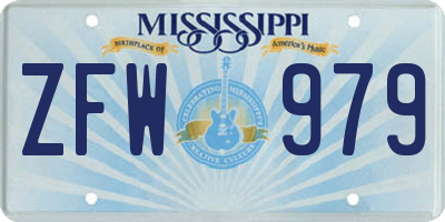 MS license plate ZFW979