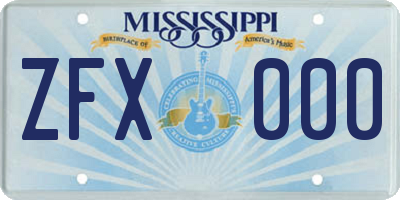 MS license plate ZFX000