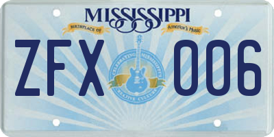 MS license plate ZFX006