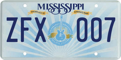 MS license plate ZFX007
