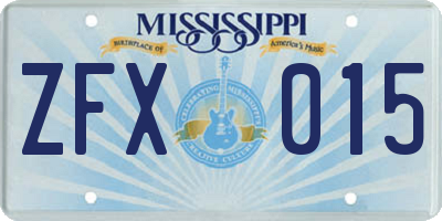 MS license plate ZFX015