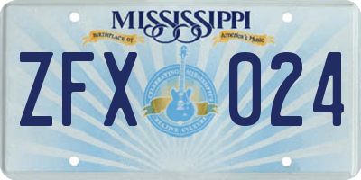 MS license plate ZFX024