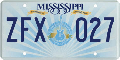 MS license plate ZFX027
