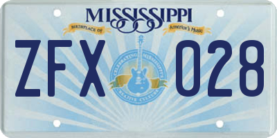 MS license plate ZFX028