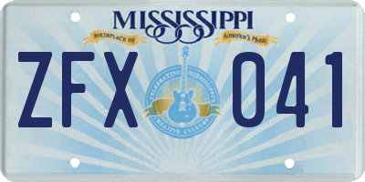 MS license plate ZFX041