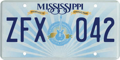 MS license plate ZFX042